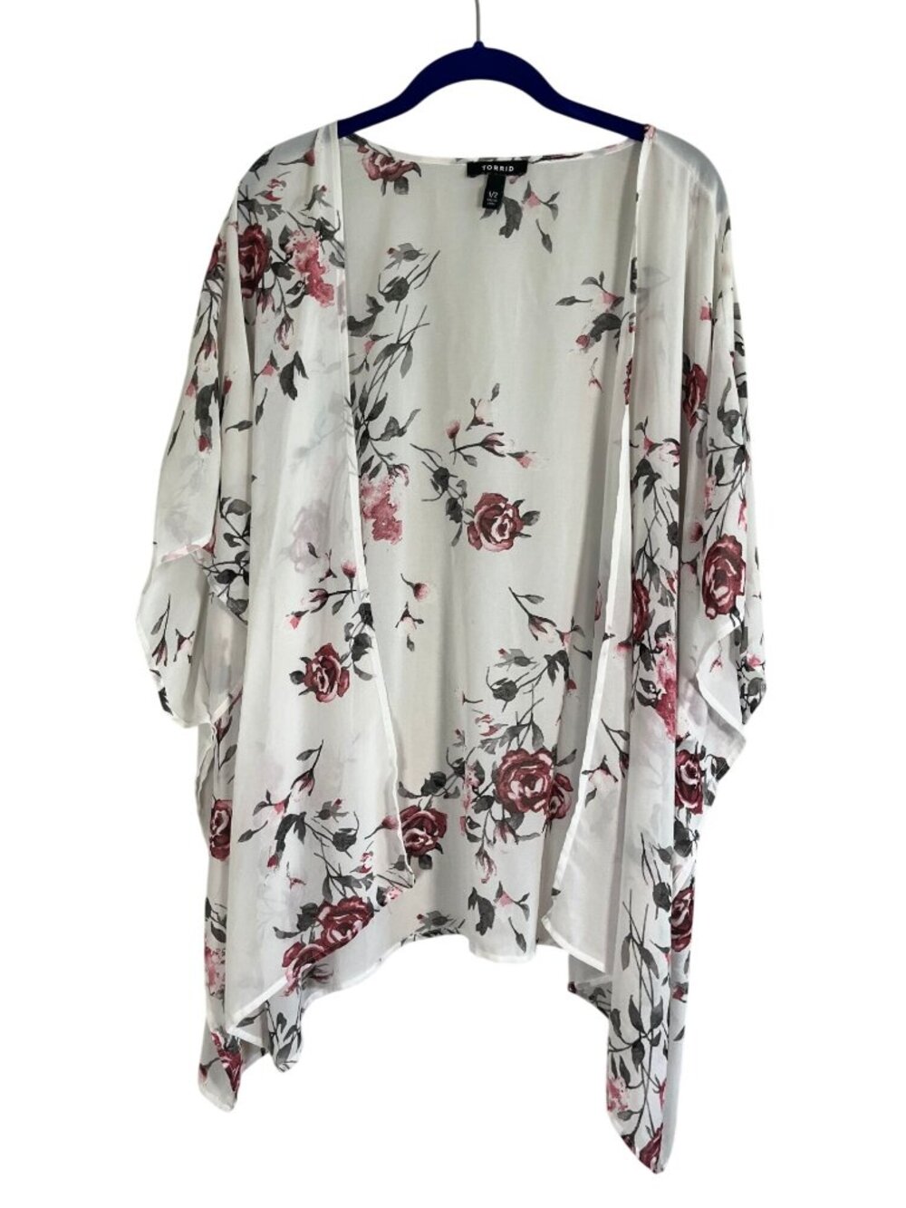 Torrid Floral Kimono Cardigan 1X Boho Indie Festival Preppy Resort Chic Sheer